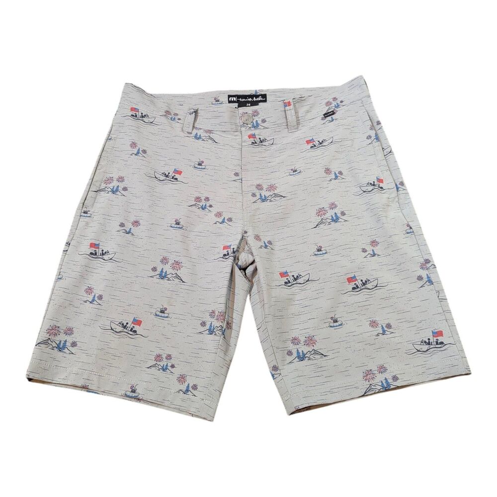 Travis Mathew Men's Size 34 Vacation Vibe flat front Shorts Golf Beach USA - Picture 1 of 8
